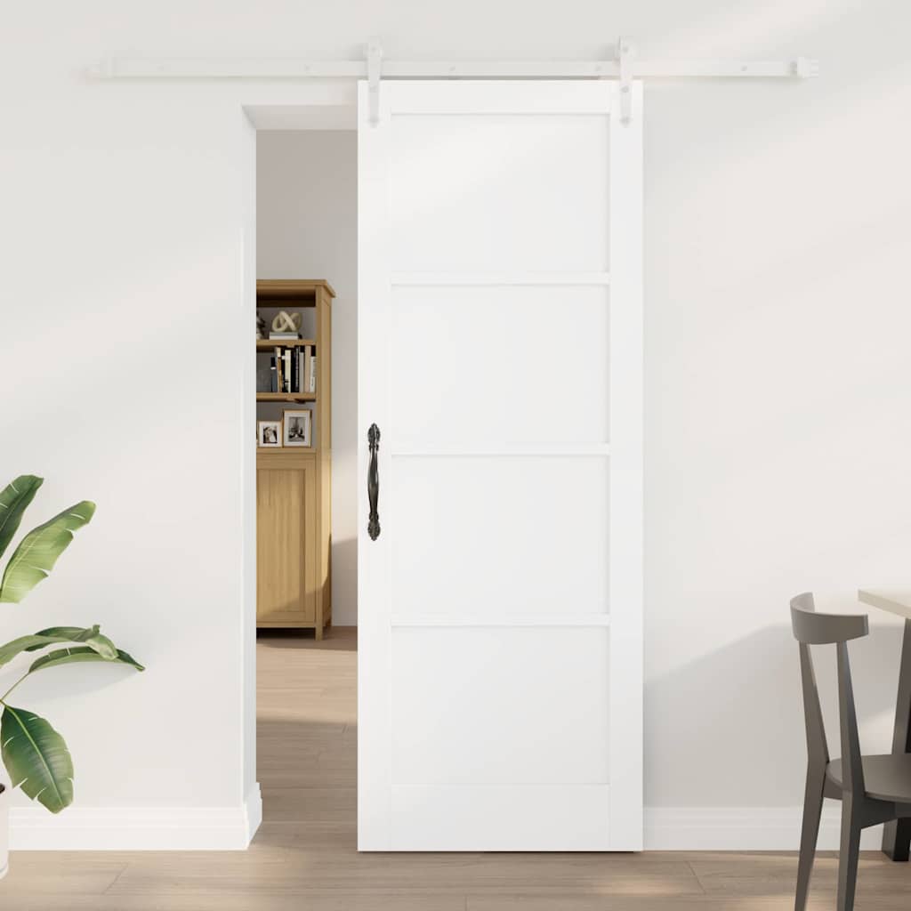 Skydedør med beslag sæt hvid 78x211 cm massiv fyrretræ, vidaXL Indvendig dør "ORKDAL" hvid 78x211x4 cm massiv fyrretræ
