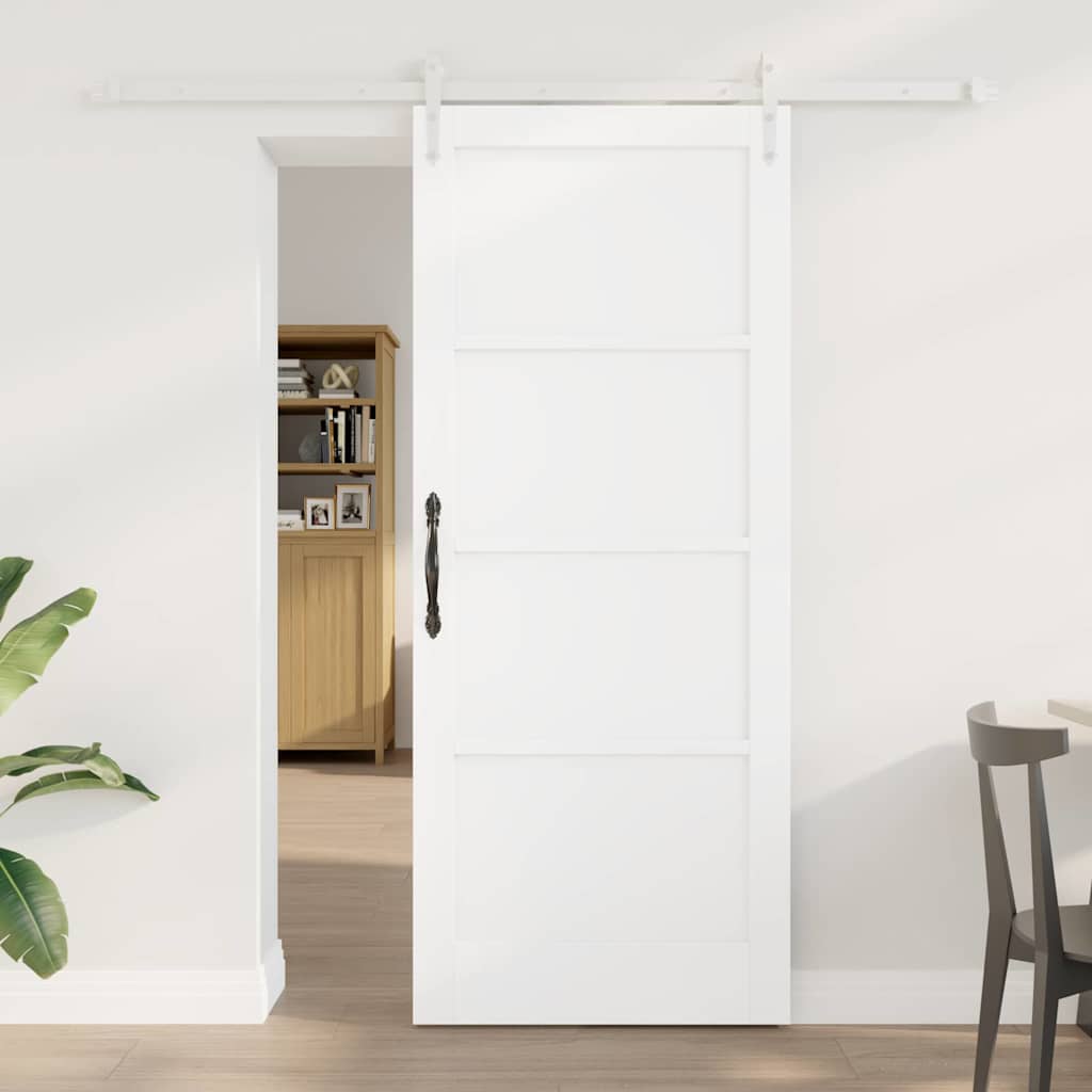skydedør med hardware sæt hvid 83x202 cm solid fyr, vidaXL indvendig dør 'ORKDAL'hvid 83x202x4 cm solid fyr