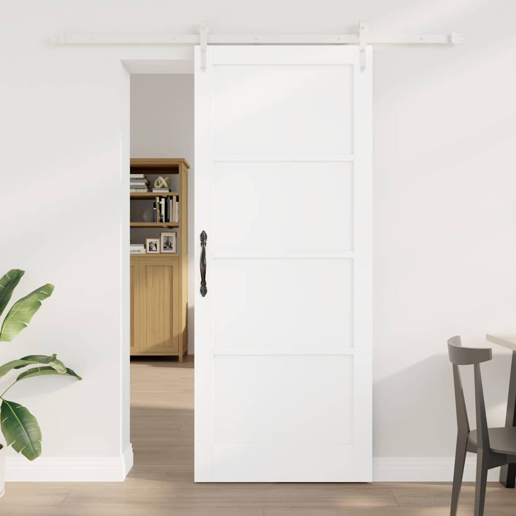 Skyderdør med hardware sæt Hvid 86x211 cm Solid træ Fyr, vidaXL Indvendig dør 'ORKDAL'Hvid 86x211x4 cm Solid træ Fyr