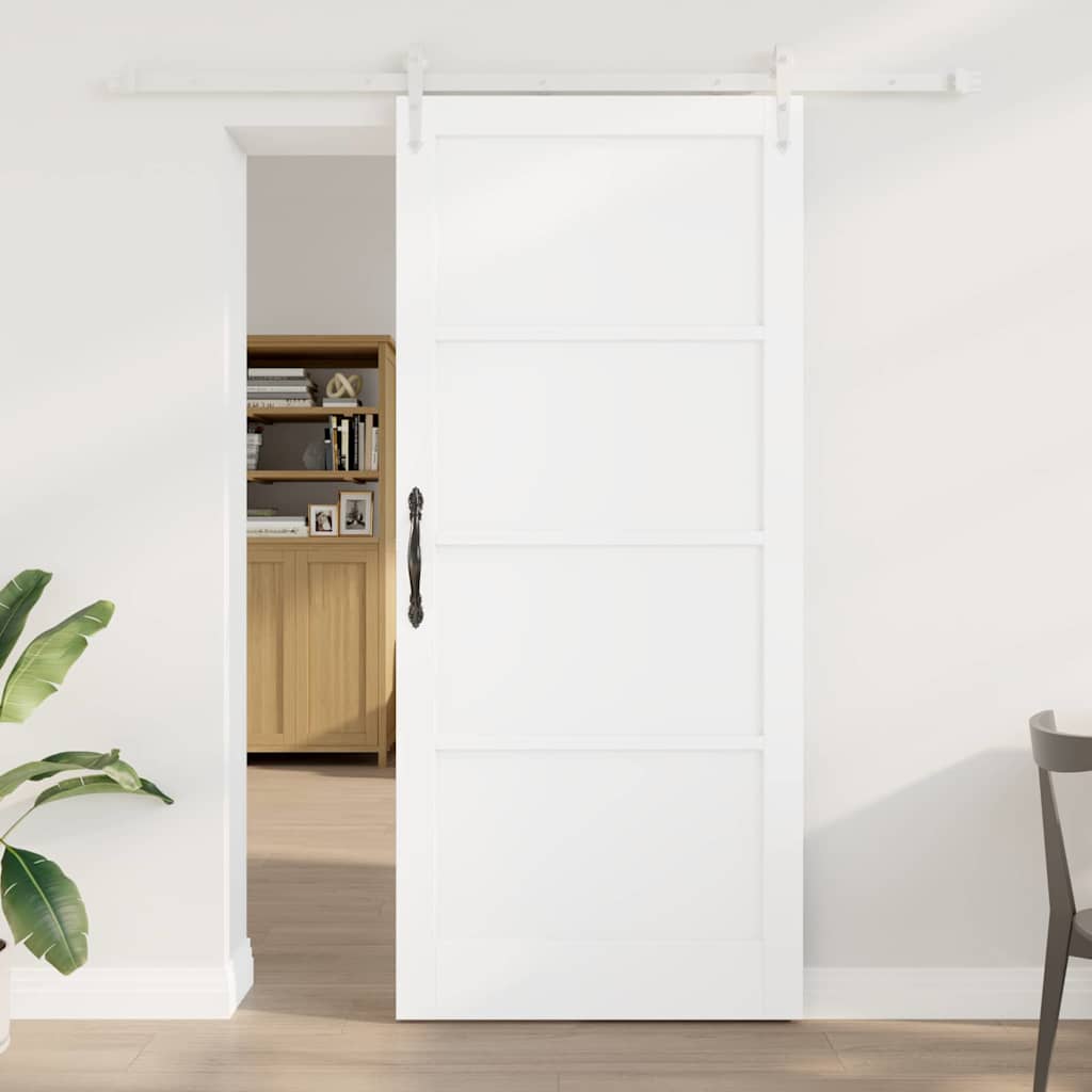 glidende dør med hardware sæt Hvid 93x211 cm Solid træ Fyrretræ, vidaXL indvendig dør "ORKDAL" Hvid 93x211x4 cm Solid træ Fyrretræ