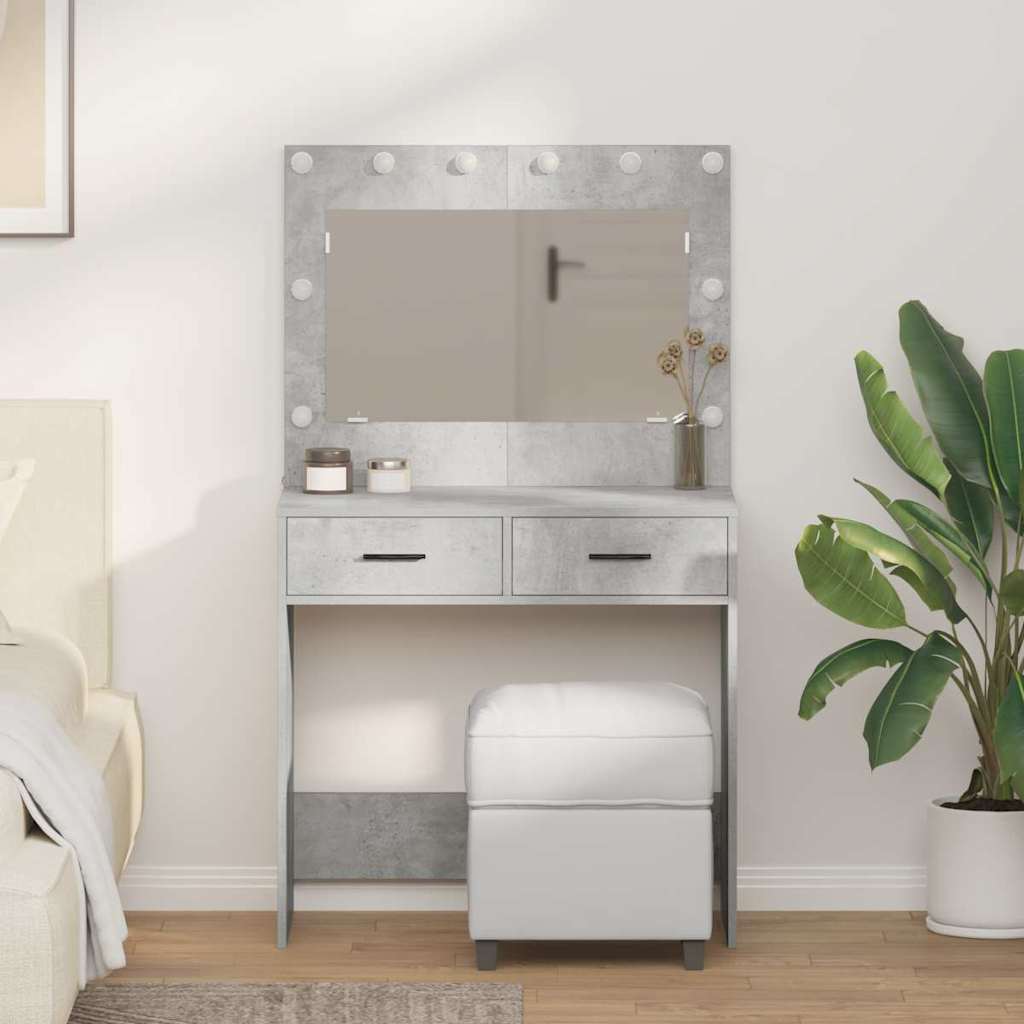 vidaXL Schminktisch Betongrau 78,5 x 41 x 135 cm Holzwerkstoff