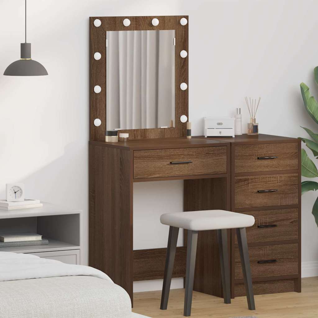 Tualettlaud LED-valgustitega Pruun Dubli 50x41x135 cm