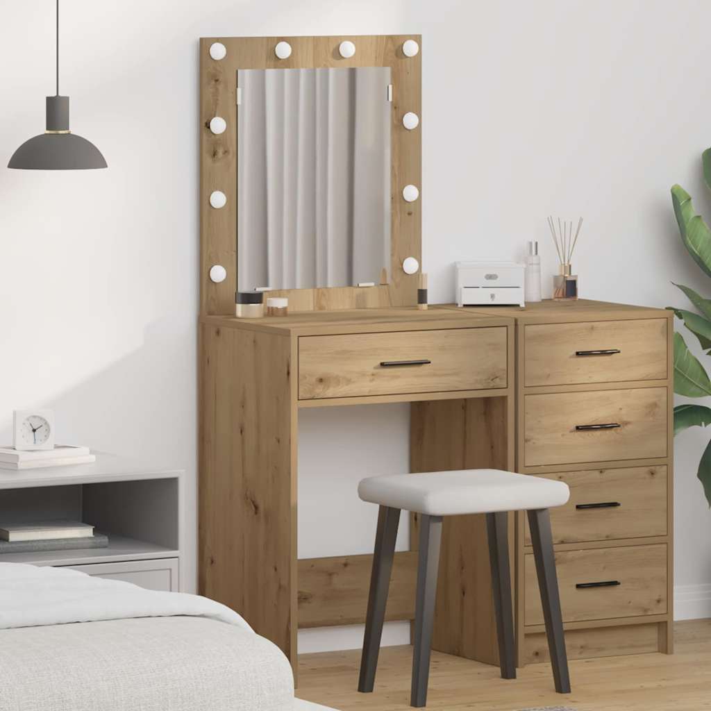 vidaXL Kaptafel met LED-verlichting - Artisan Eiken 50x41x135 cm
