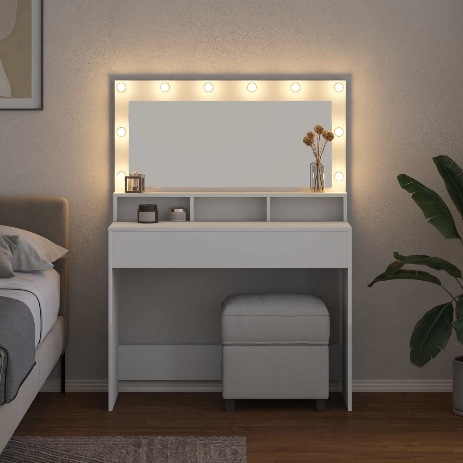 Kosmetický stůl Bílá 100 x 41 x 135 cm kompozitní dřevo - obrázek 4