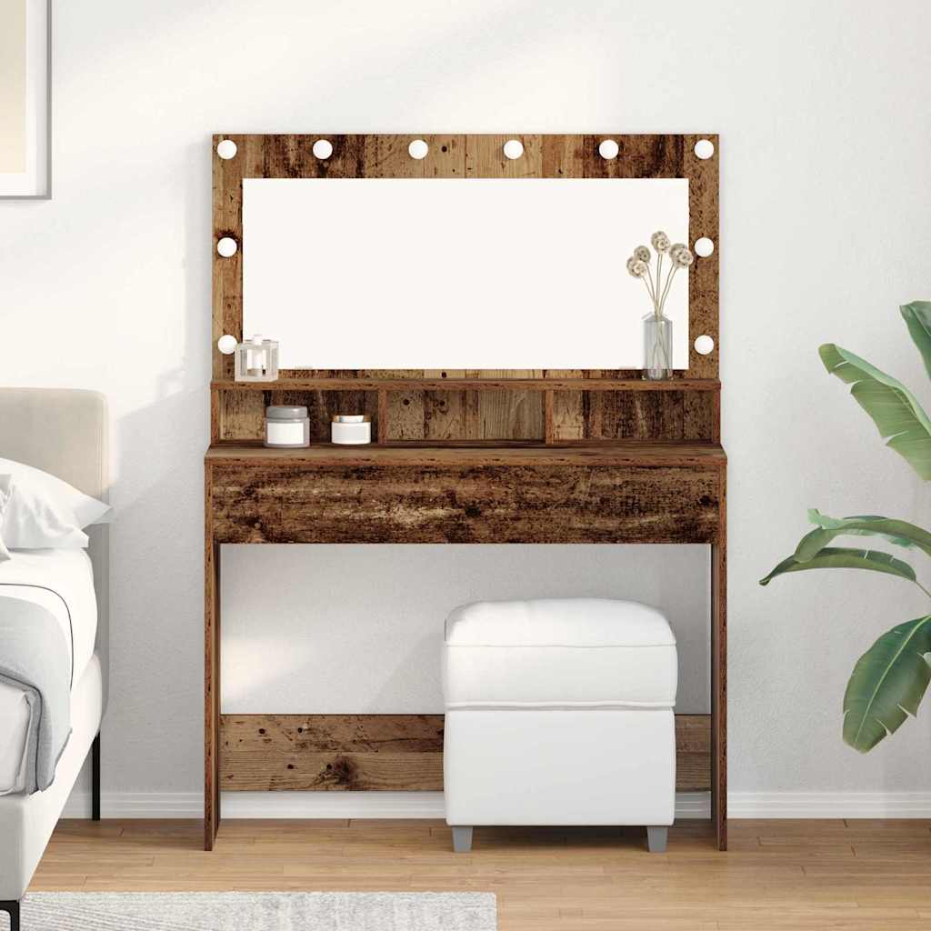 Tualettlaud LED-valgustusega - Vintage Puit - 100x41x135 cm