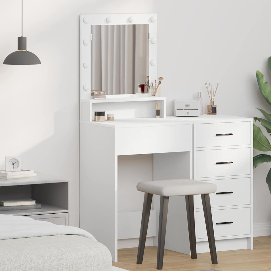 Smykkebord med LED-lys - Hvid 50x41x135 cm