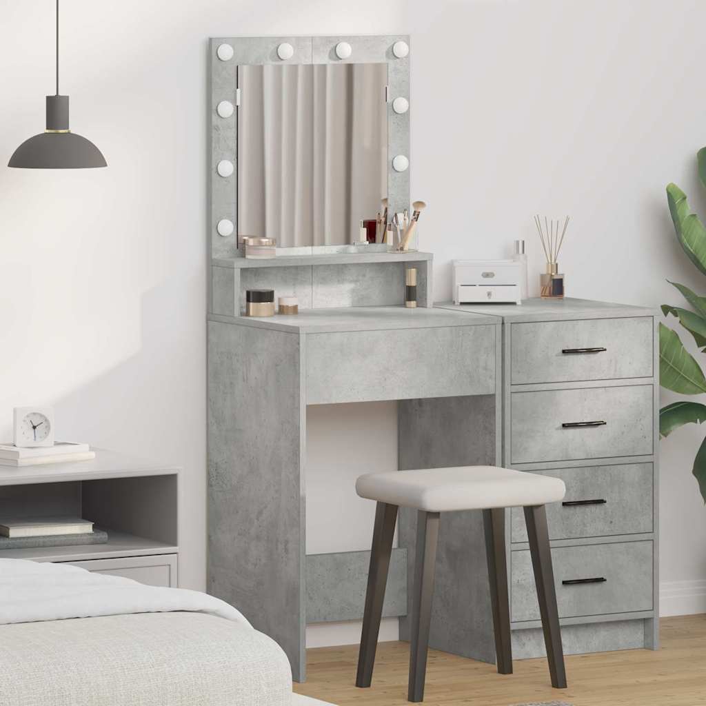 vidaXL Schminktisch mit Regal Betongrau 50 x 41 x 135 cm Holzwerkstoff