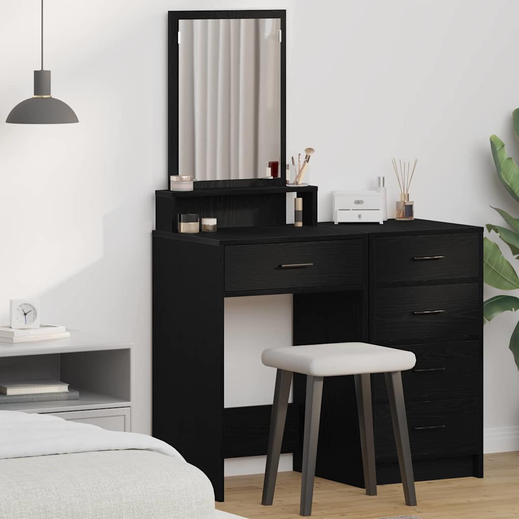 Makeupbord med Skuffer - Sort Eg 50x41x140 cm