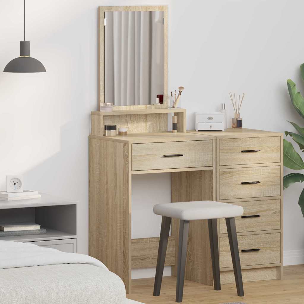 Makeupbord med skuffer i Sonoma eg 50x41x140 cm