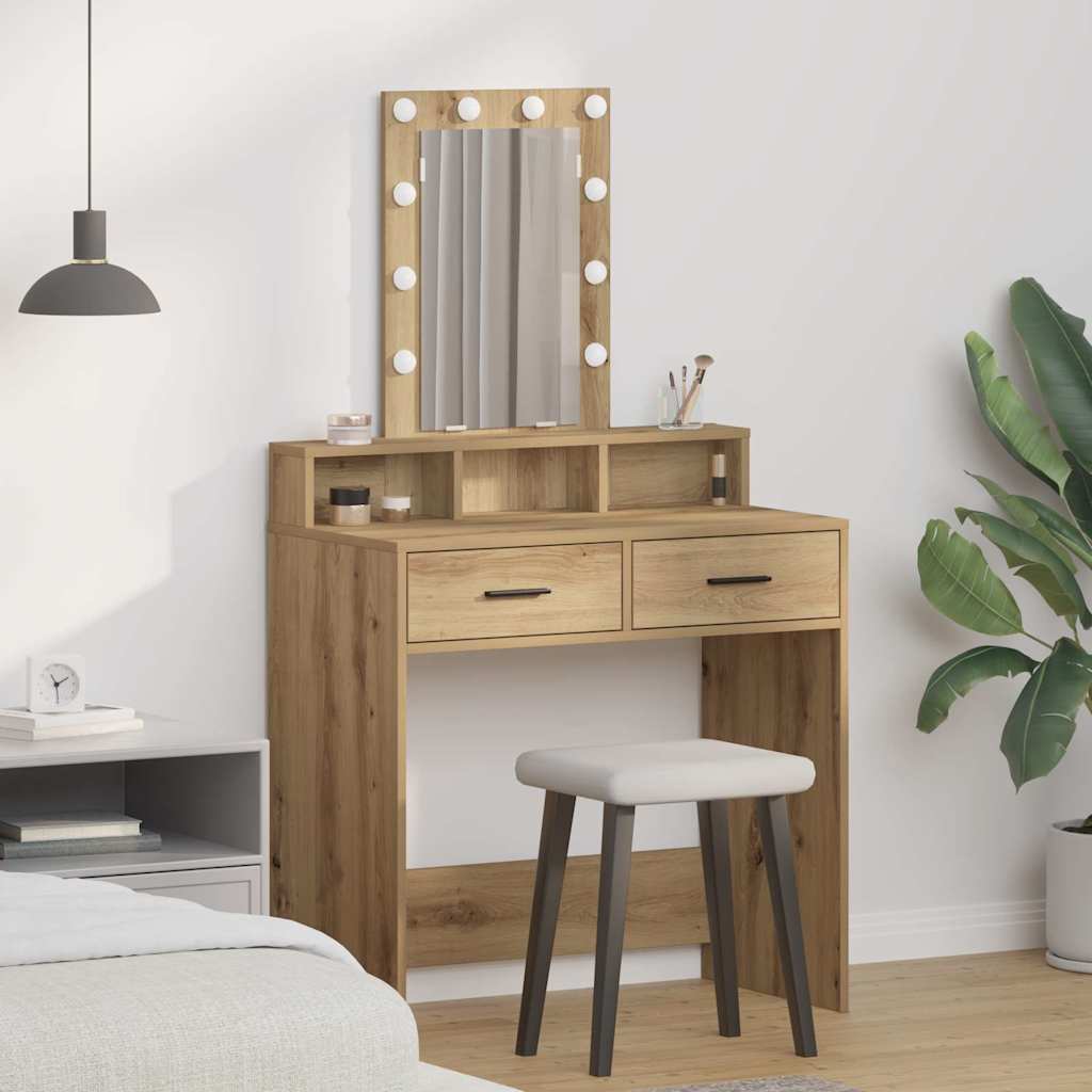 Tualettlaud LED-valgustitega, Artisan tamm, 79x41x140 cm