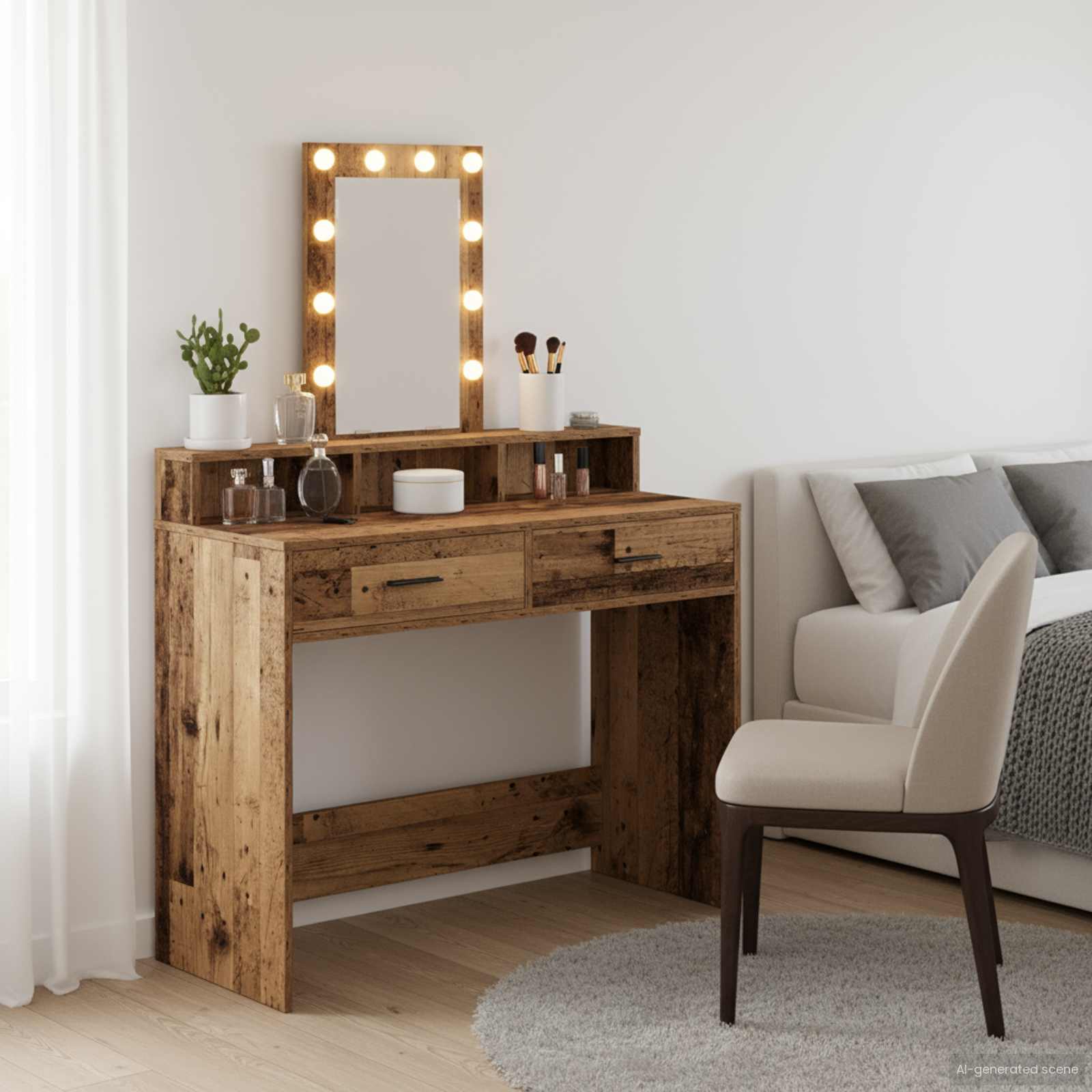 Riietumislaud peeglituledega Pruun 100 x 41 x 140 cm Tehispuit