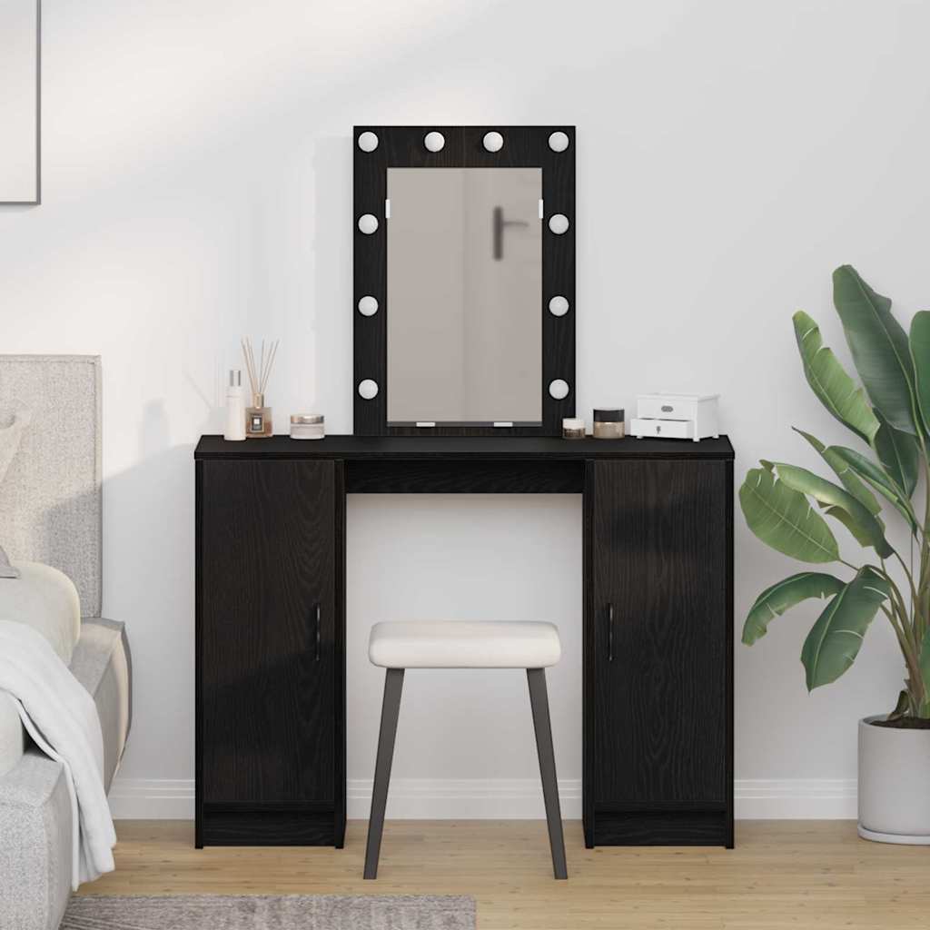 Tualettlaud LED Valgustitega Must Tamme 102x33x135 cm