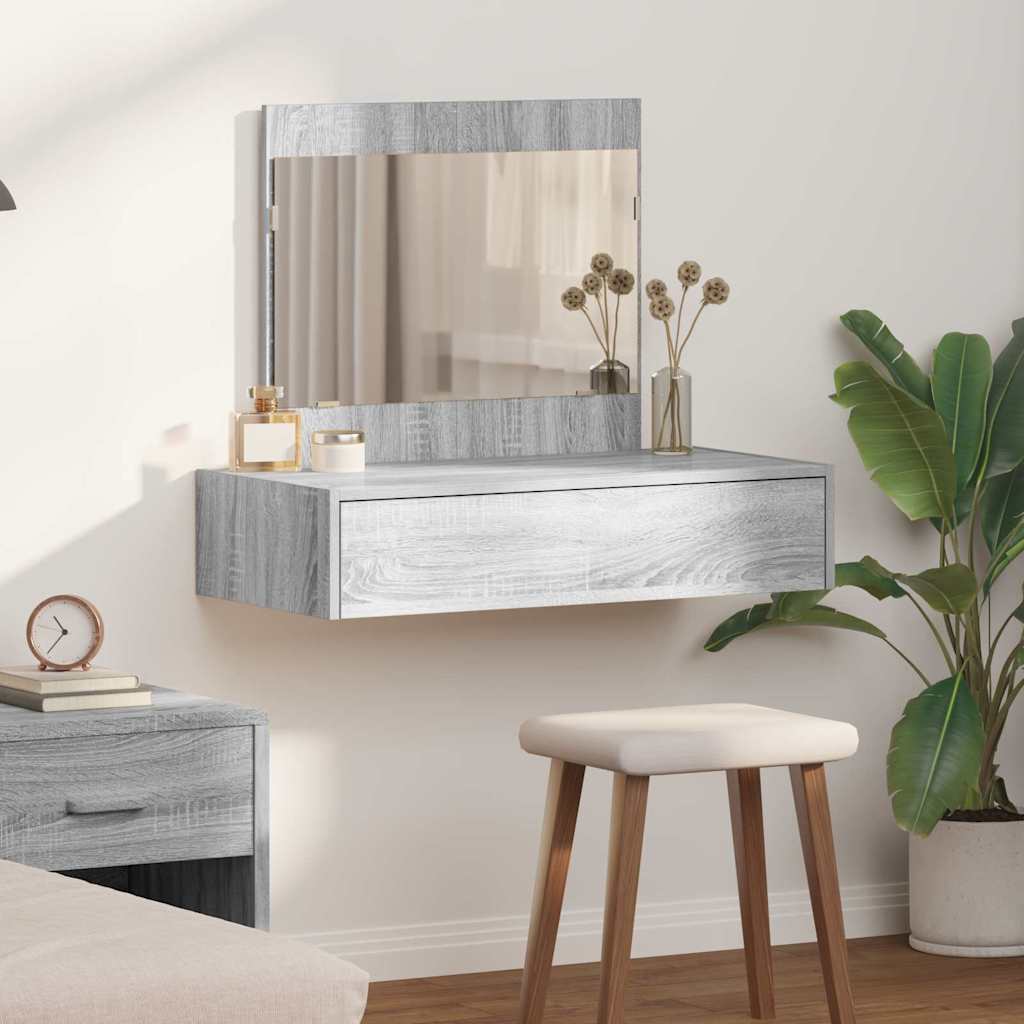 Schminktisch Wandmontage Grau Sonoma 83x40x70 cm
