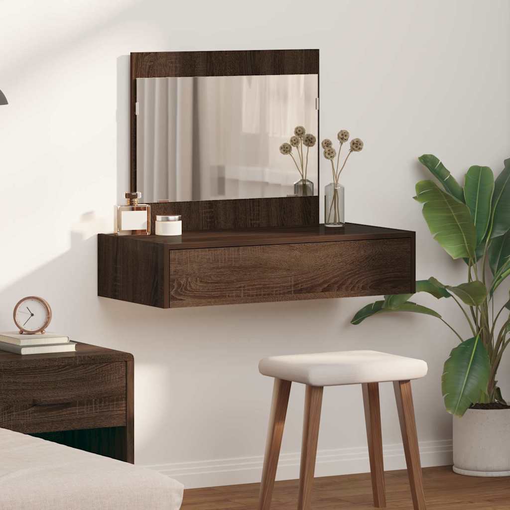 Schminktisch Wandmontage Braun Eiche 83x40x70 cm