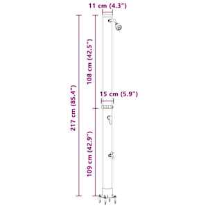 Venkovní solární sprcha Černá 217 cm PVC a hliník - obrázek 11