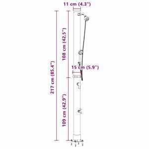 Venkovní solární sprcha Černá 217 cm PVC a hliník - obrázek 12