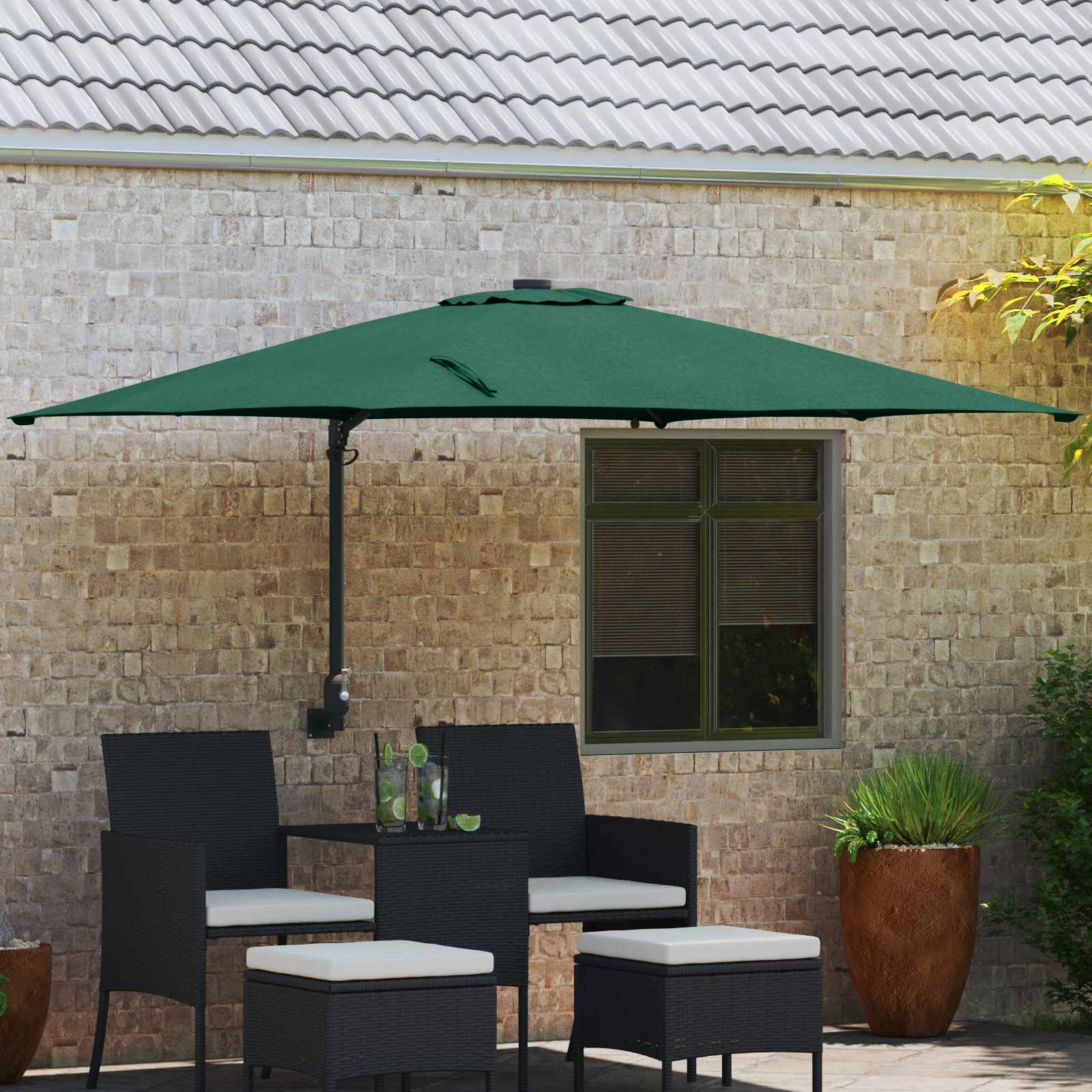 vidaXL Parasol de Grădină Verde 248,5 x 247,5 x 160 cm