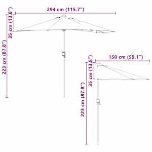 Zahradní slunečník Zelená 294 x 150 x 223 cm Polyester a ocel - obrázek 13