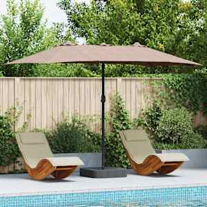 Vrtni dežnik Taupe 385 x 209 x 244 cm Poliester in jeklo