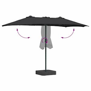 Zahradní slunečník Černá 385 x 209 x 244 cm Polyester a ocel - obrázek 8