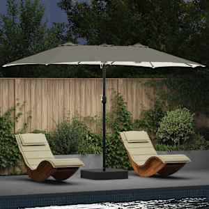 Vrtni dežnik Pesek in antracit 385 x 209 x 244 cm Poliester