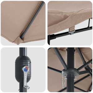 Zahradní slunečník Taupe 385 x 209 x 244 cm Polyester - obrázek 7