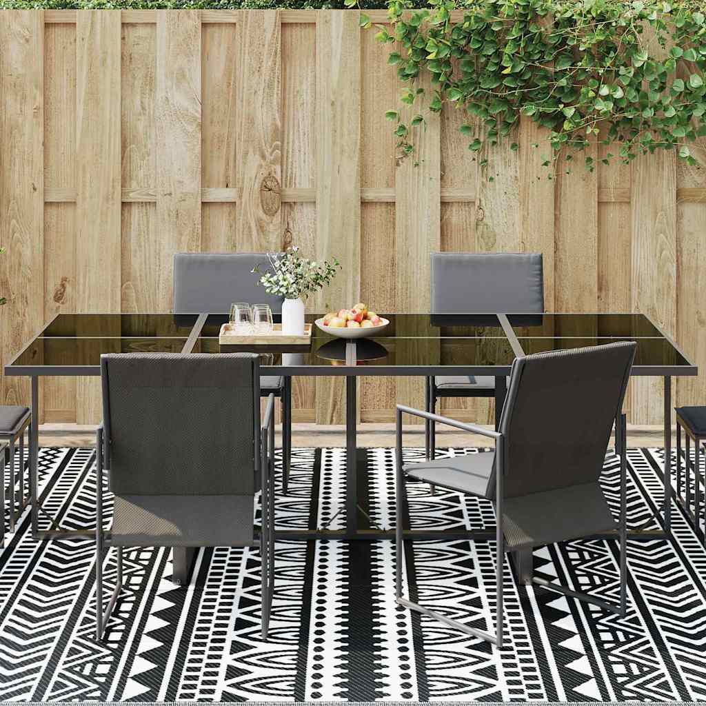 vidaXL Buitenkleed ARAKIL Zwart en Wit Stof, Polyester Groot Patroon
