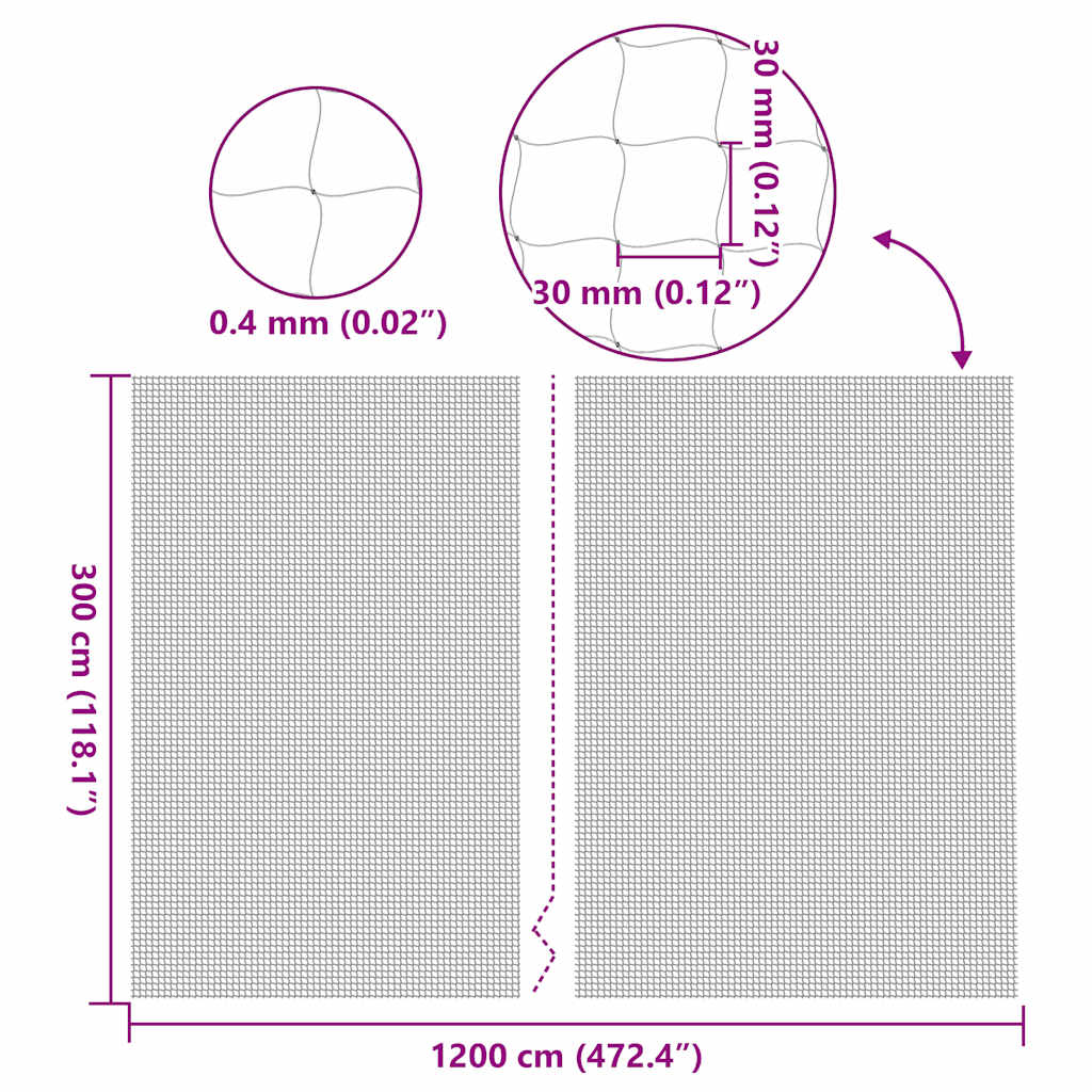 Kattennet Transparant 12x3 m Nylon image 7