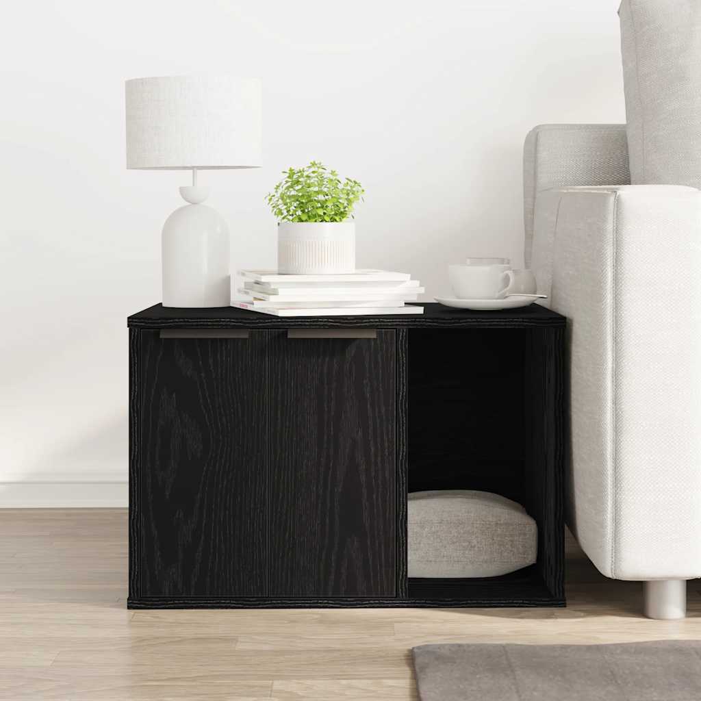 vidaXL Kattenbakomheining Zwart Eiken 60x40x40 cm Bewerkt Hout