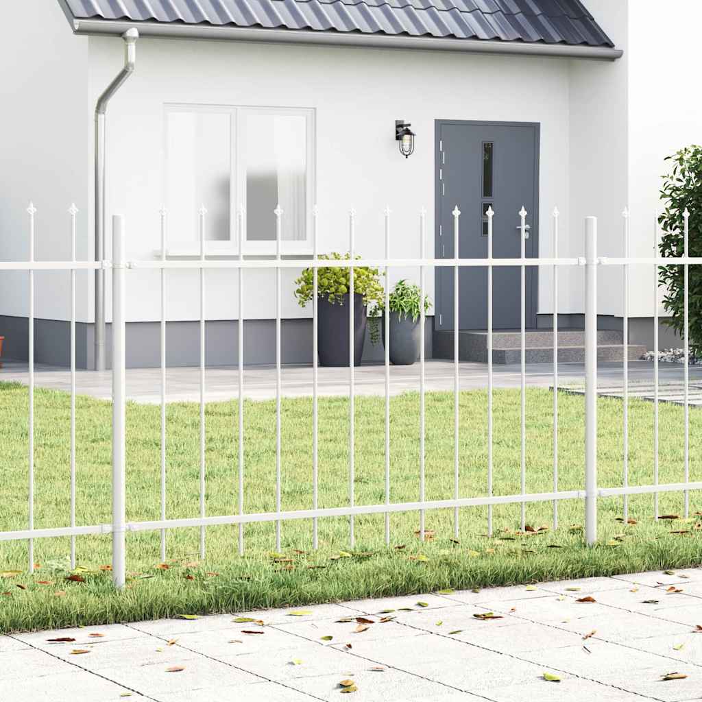 Havestak med Spidse Top Hvid 5,1x1,2 m Stål