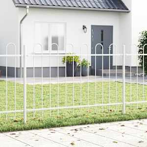 Zahradní plot 3 pcs Bílá 5,1 x 1,2 m Práškově lakovaná ocel - obrázek 1