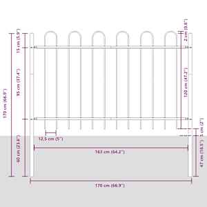 Zahradní plot 3 pcs Bílá 5,1 x 1,2 m Práškově lakovaná ocel - obrázek 8