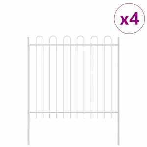 Zahradní plot 4 pcs Bílá 6,8 x 1,5 m Práškově lakovaná ocel - obrázek 2