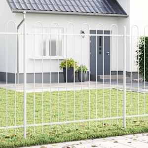 Zahradní plot 5 pcs Bílá 8,5 x 1,5 m Práškově lakovaná ocel - obrázek 1