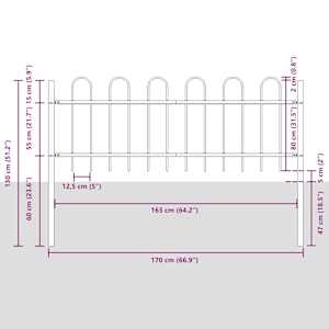 Zahradní plot 6 pcs Bílá 10,2 x 0,8 m Práškově lakovaná ocel - obrázek 8