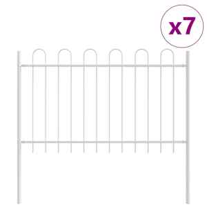 Zahradní plot 7 pcs Bílá 11,9 x 0,8 m Práškově lakovaná ocel - obrázek 3