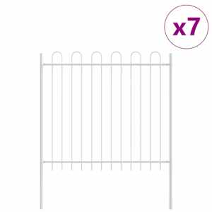 Zahradní plot 7 pcs Bílá 11,9 x 1,5 m Práškově lakovaná ocel - obrázek 2