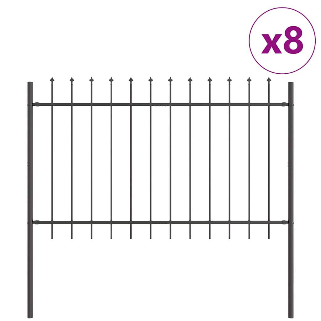 vidaXL Kerti Kerítés Lándzsa Felsővel - Szürke - 13,6 x 0,8 m - Acél