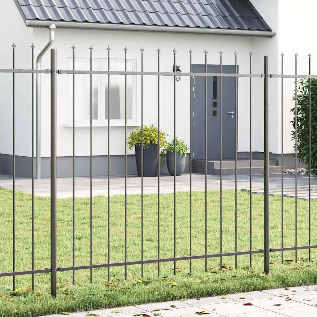 Havehegn med spidse toppe i grå 13,6x1,5 m i stål
