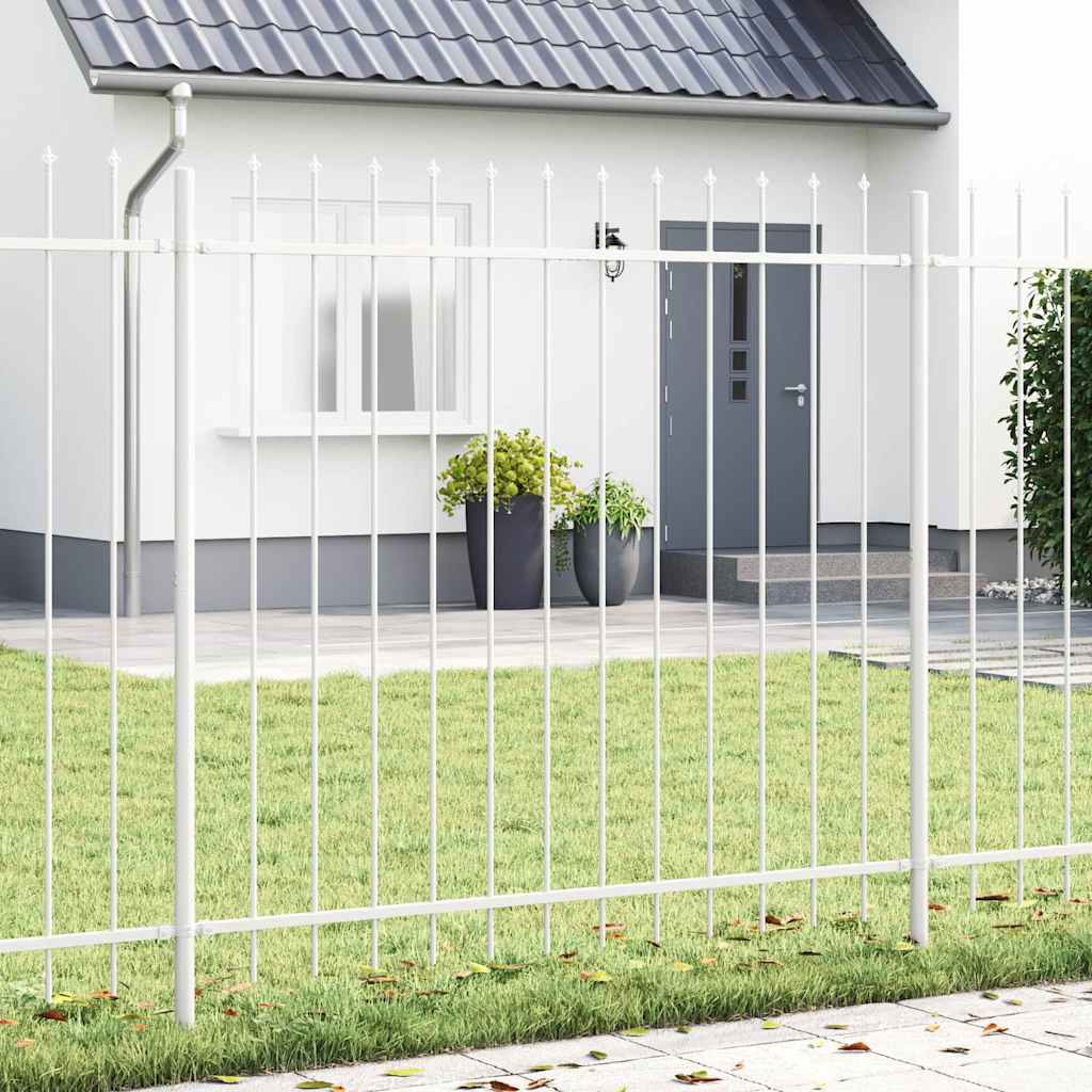 Havehegn med spids top - Hvid 13,6x1,5 m i stål