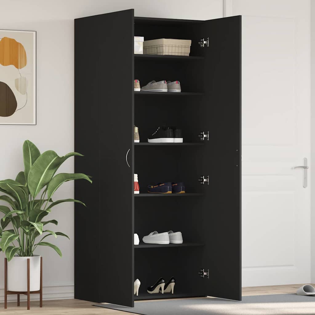 Kengäteline Musta 80x35,5x180 cm Tekninen puu