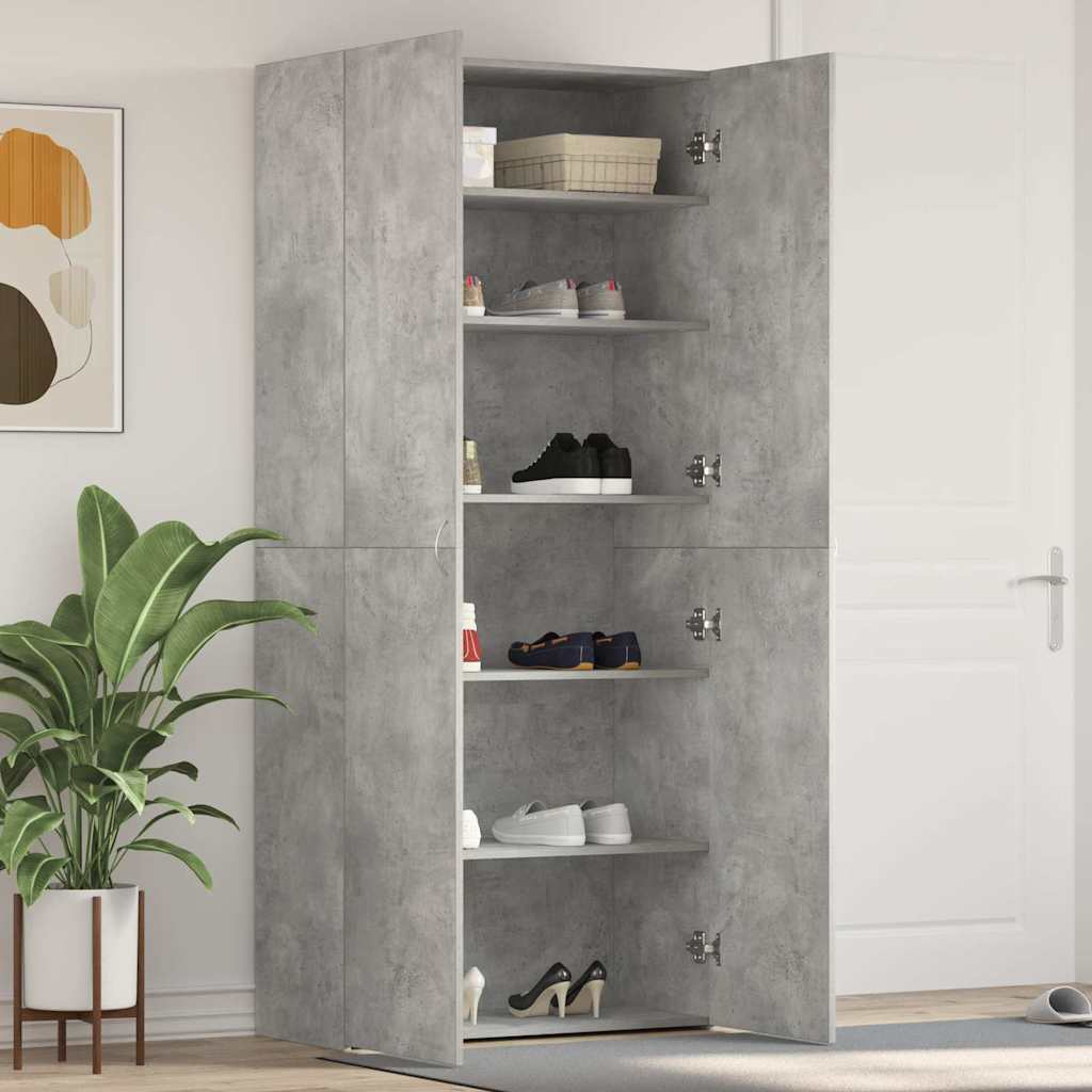 Skriňa na topánky Betónová šedá 80x35,5x180 cm Kompozitné drevo 3333839