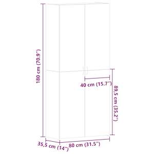Skříň na obuv s policí Šedá 80 x 35.5 x 180 cm Kompozitní dřevo - obrázek 11