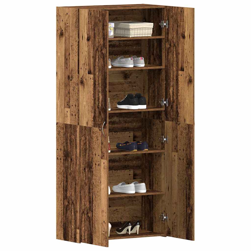 vidaXL Schoenenkast 80x35,5x180 cm bewerkt hout oud houtkleurig