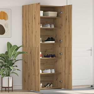 Skříň na obuv Hnědá 80 x 35.5 x 180 cm Kompozitní dřevo - obrázek 1