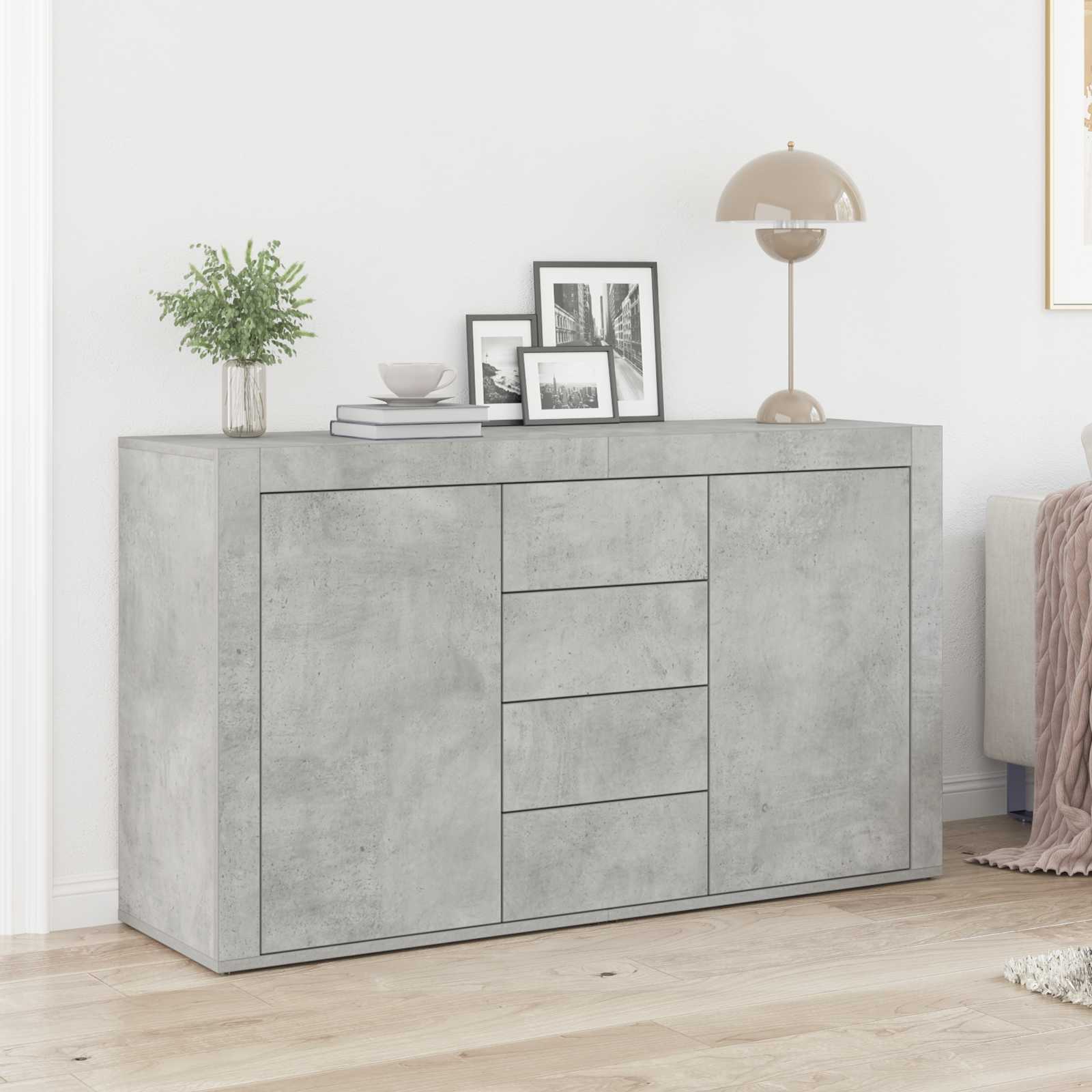 vidaXL Bufet cu sertar Gri din beton 120 x 36 x 69 cm Lemn compozit