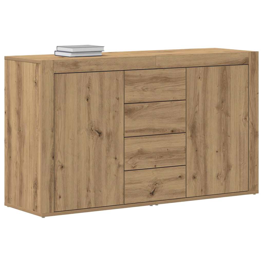 vidaXL Dressoir met lade Artisan Eiken 120 x 36 x 69 cm Bewerkt hout