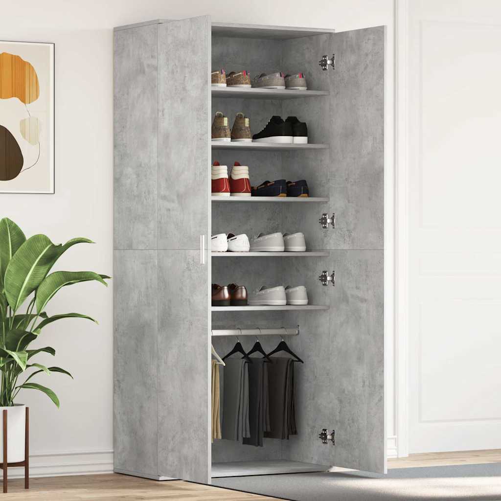 Kenkäkaappi Betoni harmaa 80x39x180 cm Tekninen puu