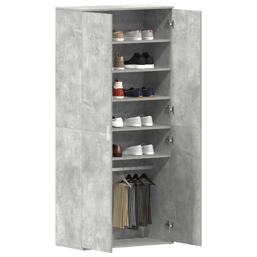 vidaXL Schoenenkast Betongrijs 80x39x180 cm Gelaagd Hout