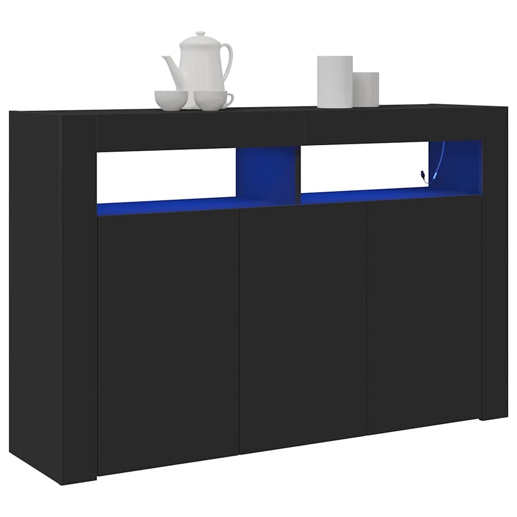 vidaXL Dressoir met LED-verlichting Zwart 116x30x75 cm